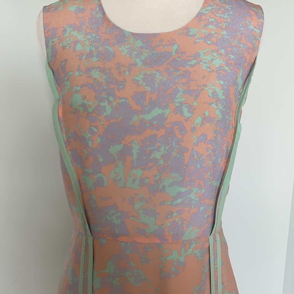 Line and Dot Pastel Monet Silk Dress. - Picture 5 of 13